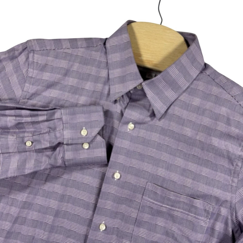 Tommy Bahama Button Down Mens 15.5 32-33 Purple Glen Plaid Cotton Long Sleeve